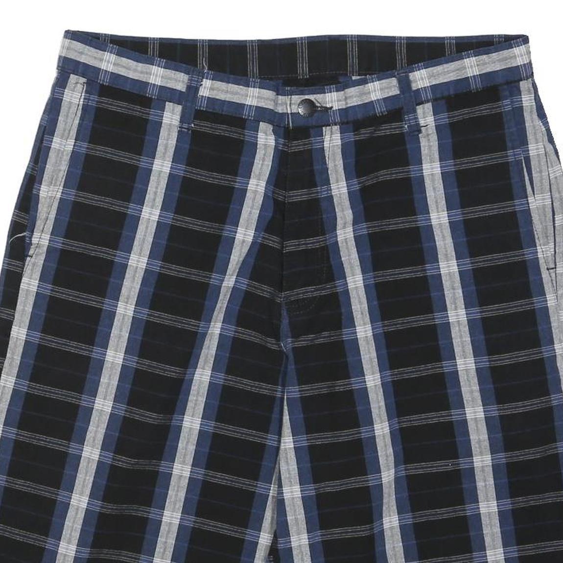 DICKIES Mens Blue Black Casual Striped Shorts M W34 Cotton Blend
