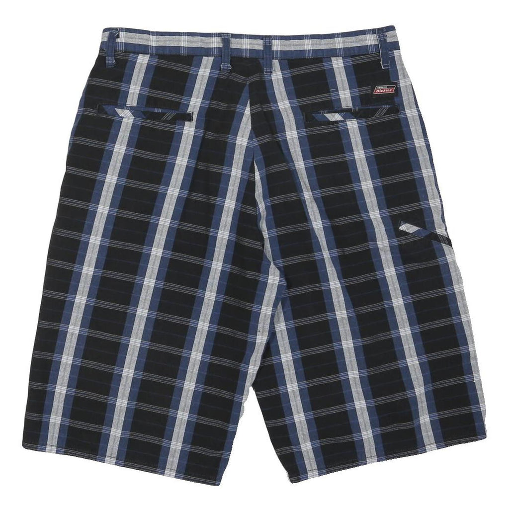 DICKIES Mens Blue Black Casual Striped Shorts M W34 Cotton Blend