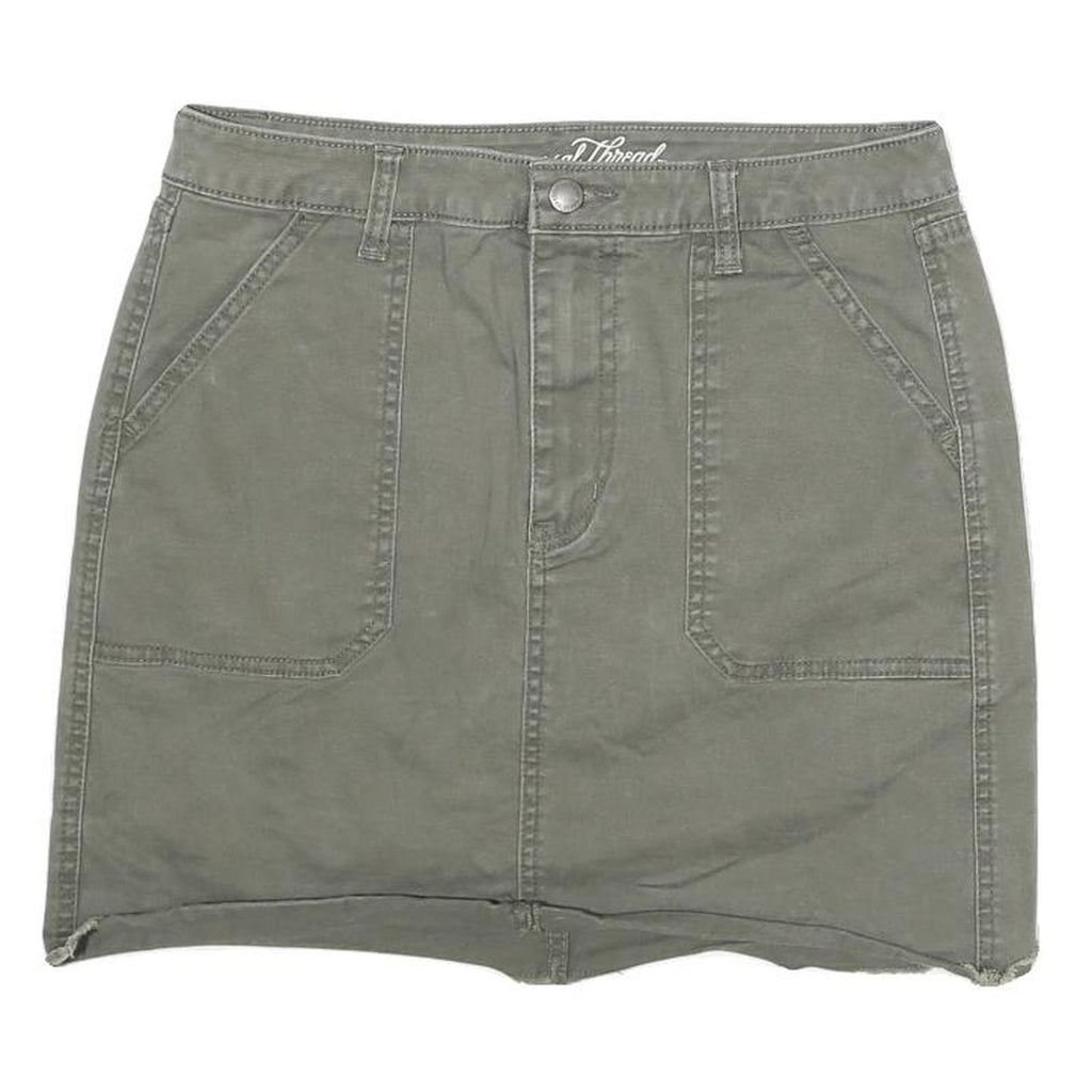 UNIVERSAL THREAD Womens Green Cotton Blend Mini Skirt M Casual Pockets Zip
