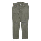 LEVI'S 501CT Womens Jeans Green Classic Straight Denim Rinse W32 L28 Distressed