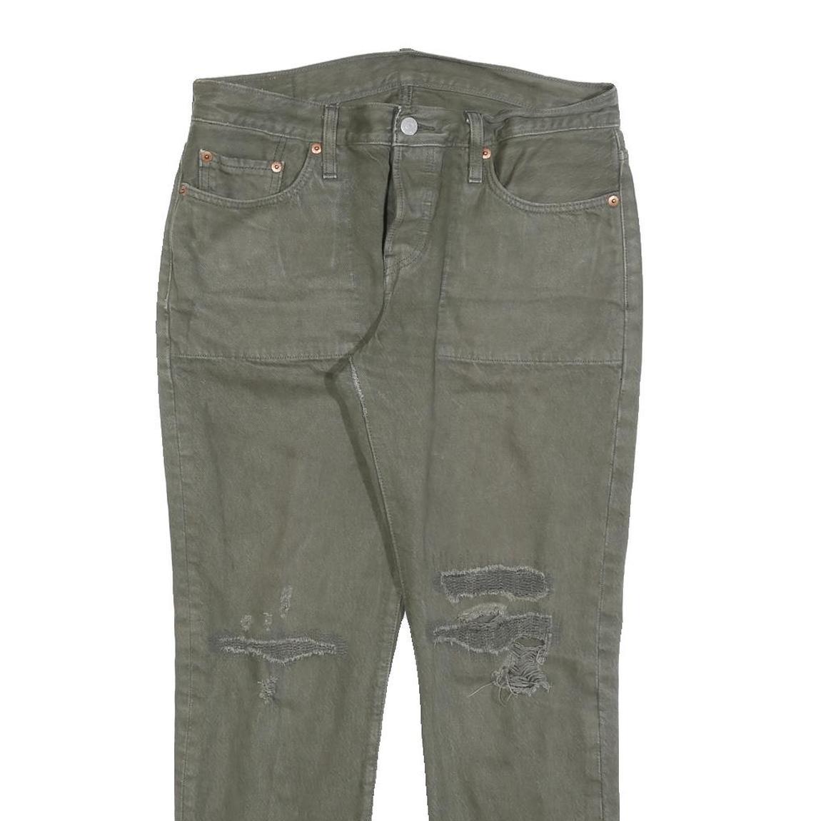 LEVI'S 501CT Womens Jeans Green Classic Straight Denim Rinse W32 L28 Distressed