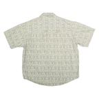 CROSSINGS Mens Green & Cream Pattern Cotton Shirt L Short Sleeve Button Collar
