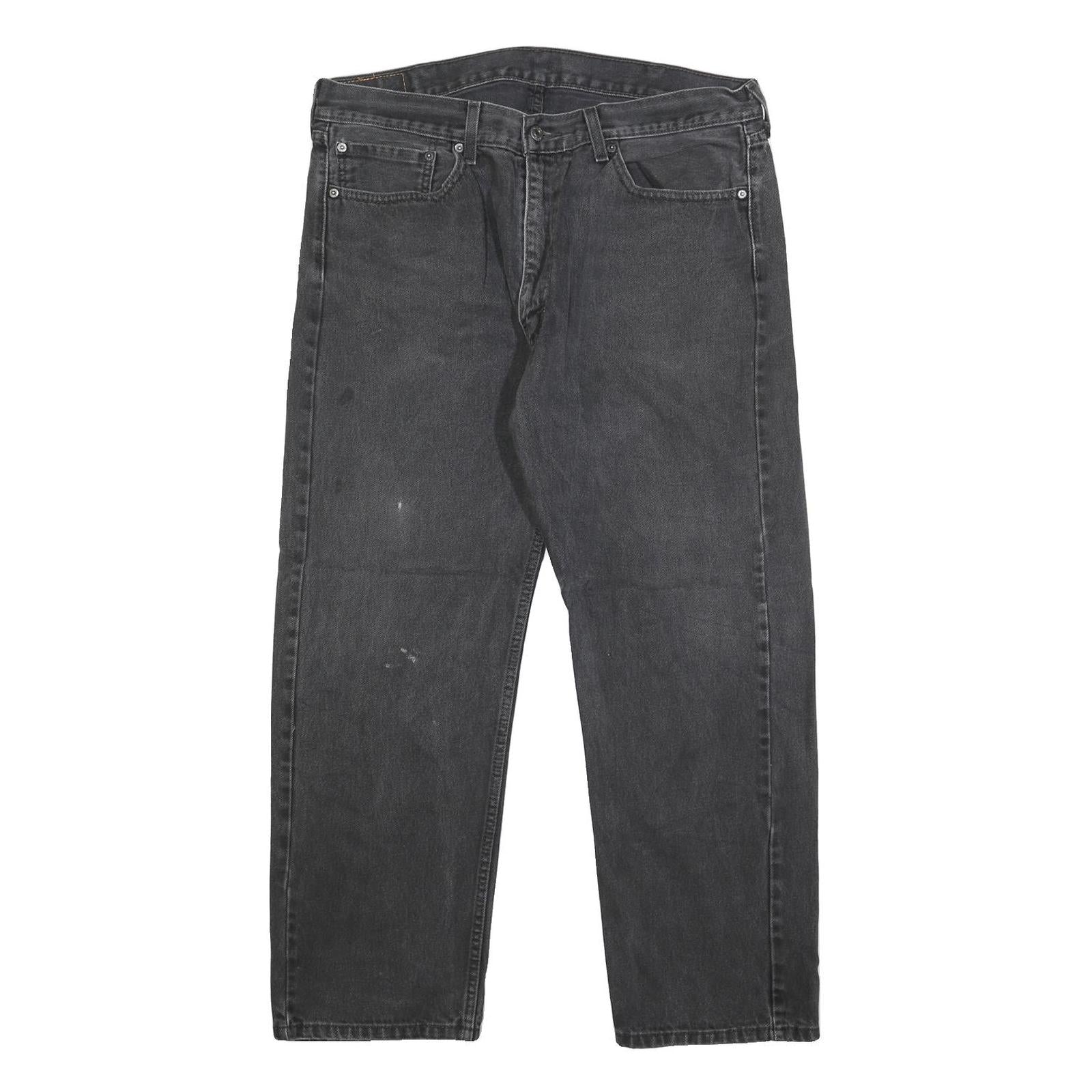 LEVI'S 505 Mens Jeans Black Regular Straight Denim Medium W38 L30 Classic Fit