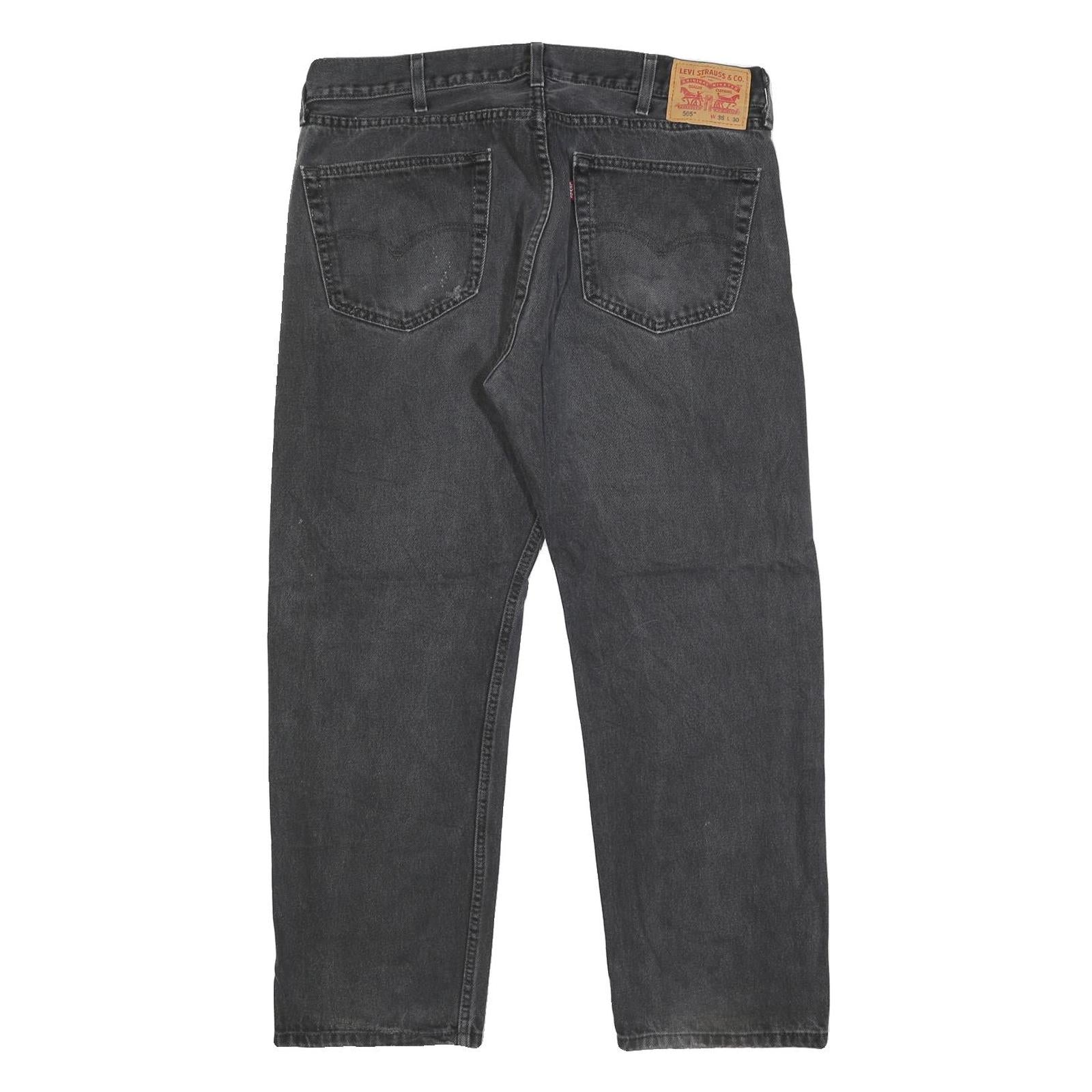 LEVI'S 505 Mens Jeans Black Regular Straight Denim Medium W38 L30 Classic Fit