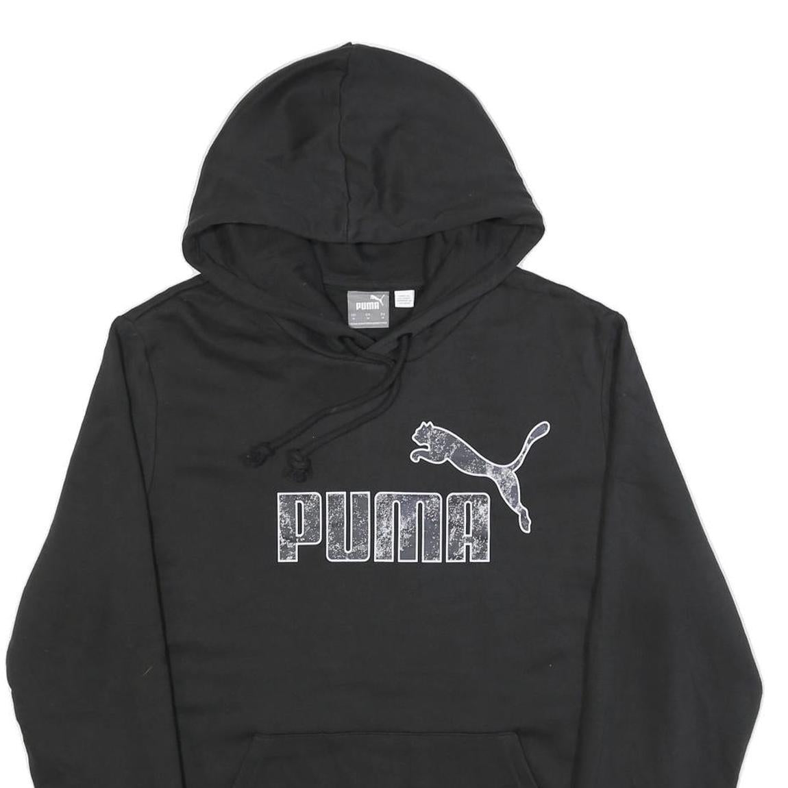 PUMA Mens Black Pullover Hoodie M Cotton Blend Casual Sportswear Sweatshirt