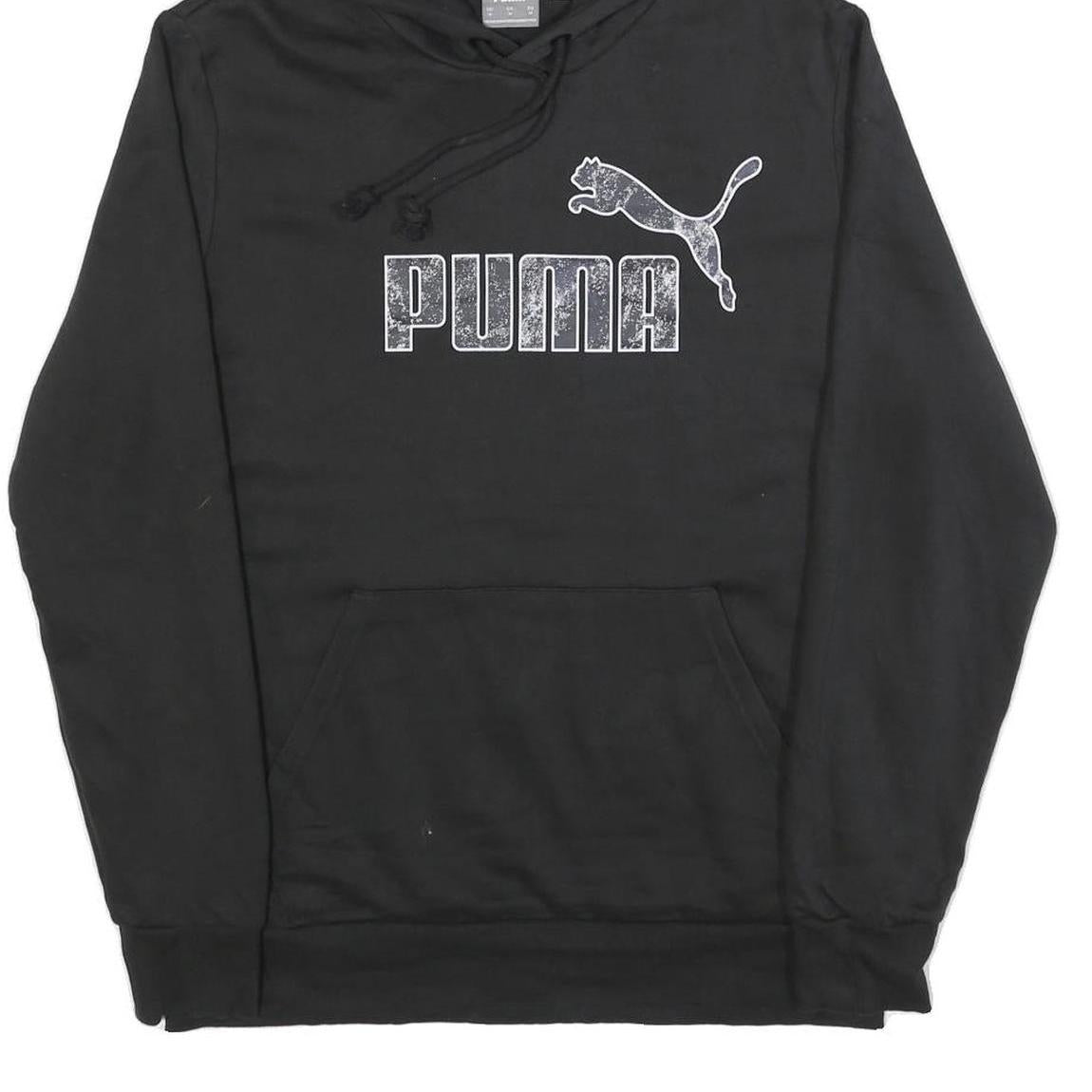 PUMA Mens Black Pullover Hoodie M Cotton Blend Casual Sportswear Sweatshirt