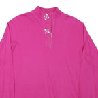Womens Pink Sweatshirt Half Zip Collar M Cotton Blend Casual Pullover