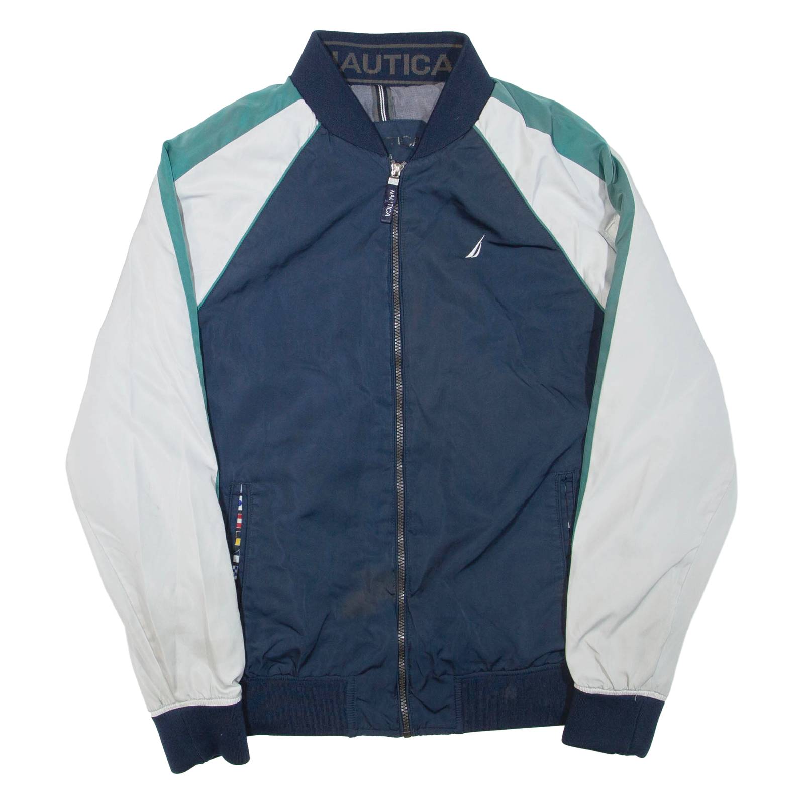 NAUTICA Mens Track Jacket Blue Colourblock M