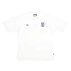 UMBRO Mens White England Football Short Sleeve Cotton Polo Shirt L Sportswear