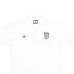 UMBRO Mens White England Football Short Sleeve Cotton Polo Shirt L Sportswear
