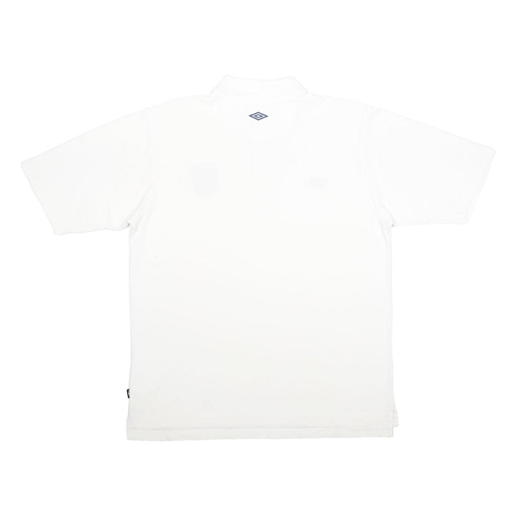 UMBRO Mens White England Football Short Sleeve Cotton Polo Shirt L Sportswear