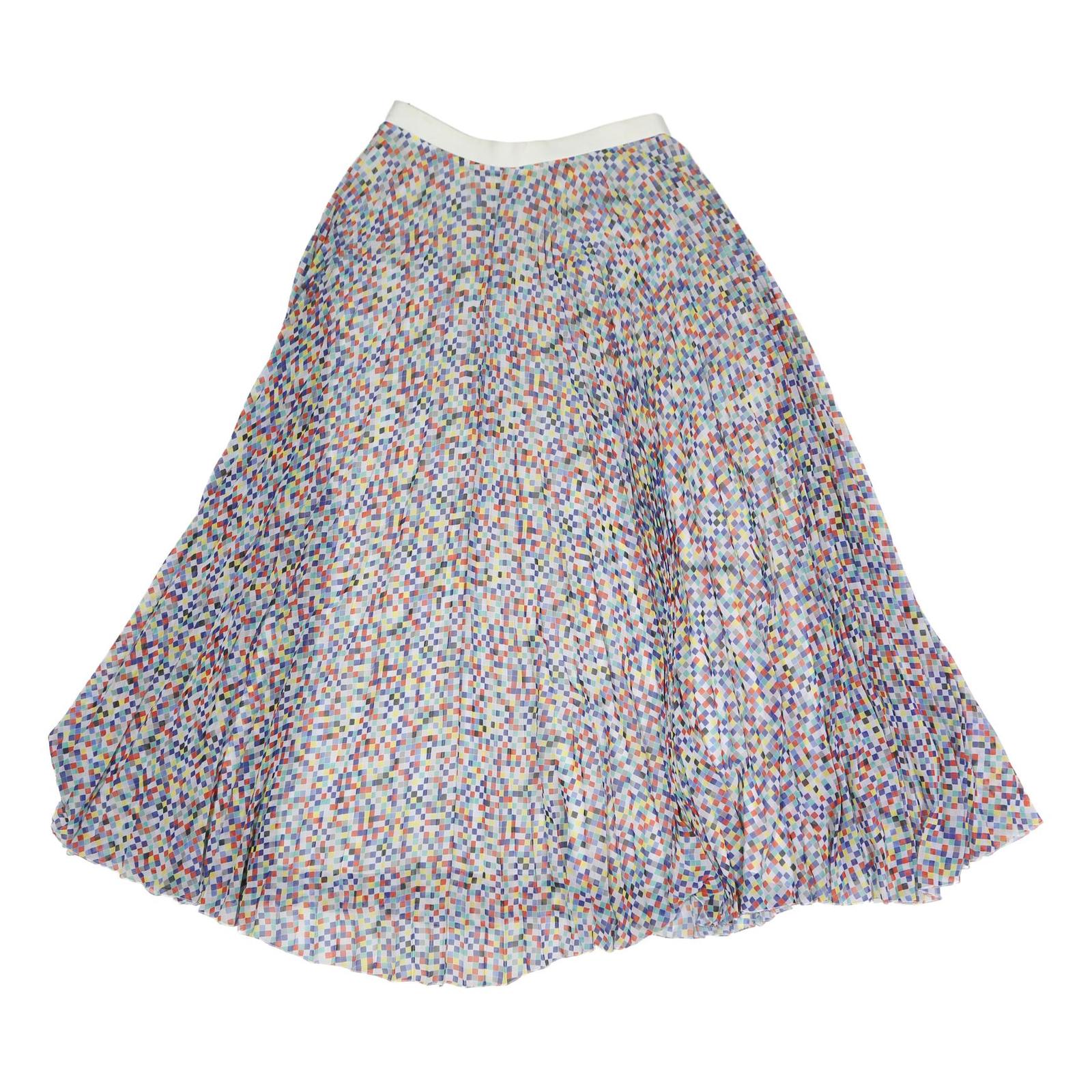 BOSS HUGO BOSS Womens Multi-Colour Flare Midi Polyester Pleated Skirt M Elegant