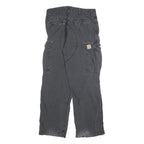 CARHARTT Mens Regular Black Cotton Blend Cargo Trousers W30 L30 Workwear