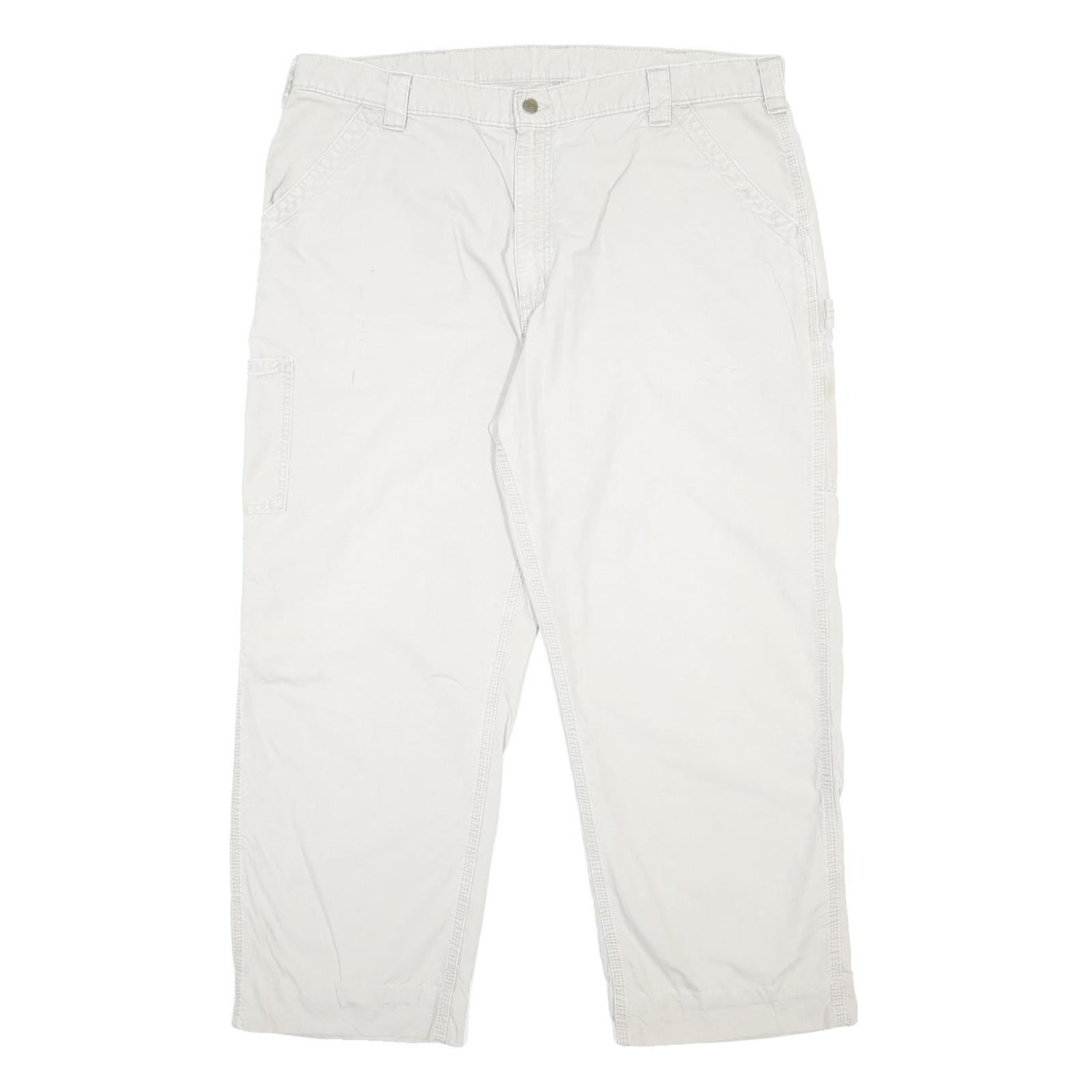 CARHARTT Mens Cotton White Relaxed Straight Trousers W40 L28 Workwear Casual