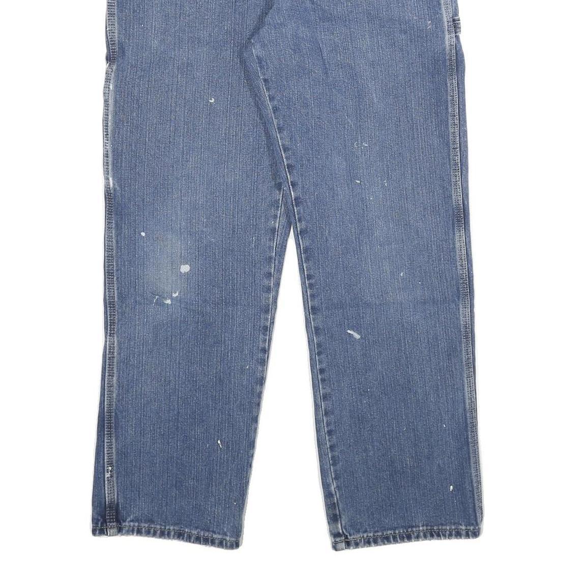 DICKIES Mens Jeans Blue Regular Straight Denim Medium W32 L30 Workwear Zip