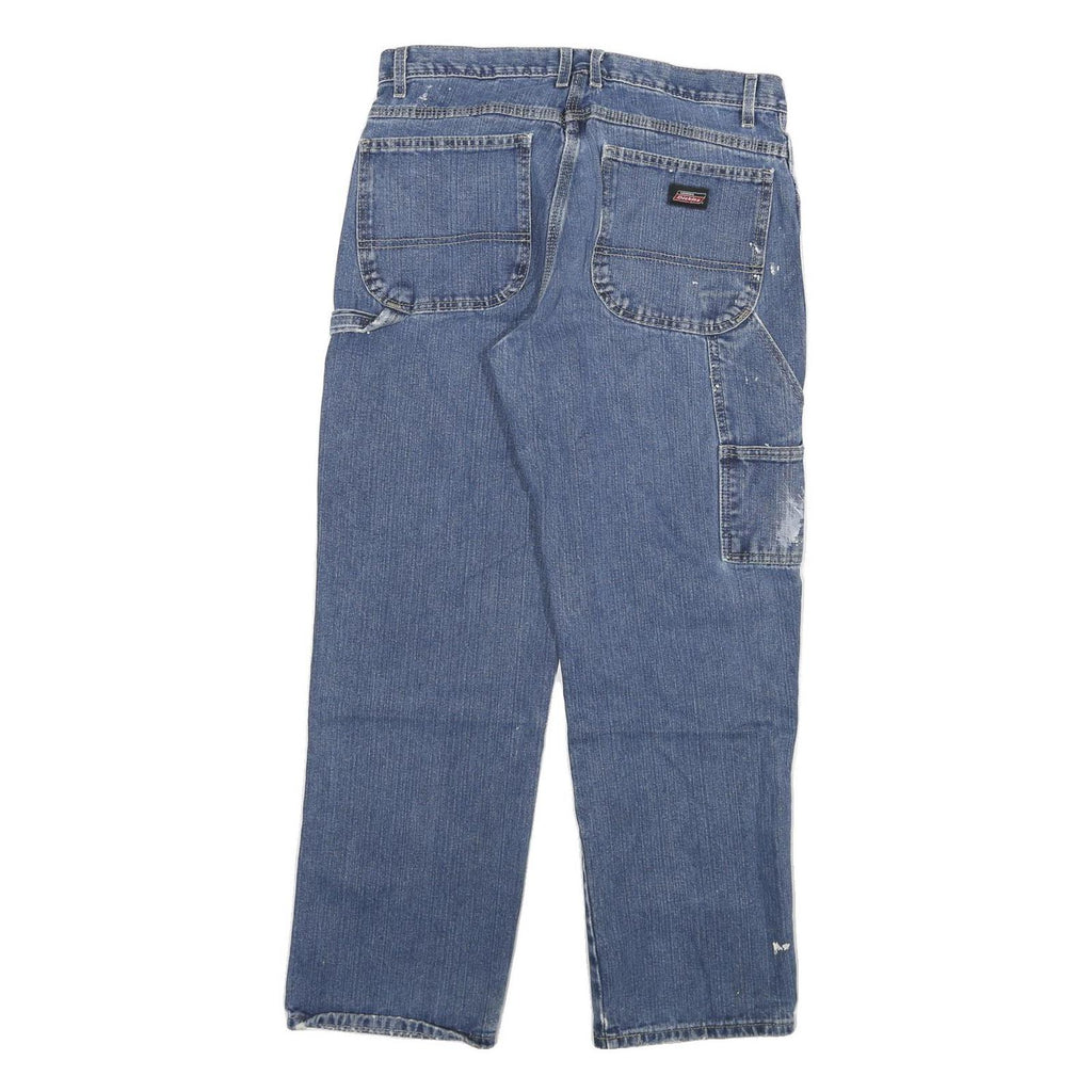 DICKIES Mens Jeans Blue Regular Straight Denim Medium W32 L30 Workwear Zip