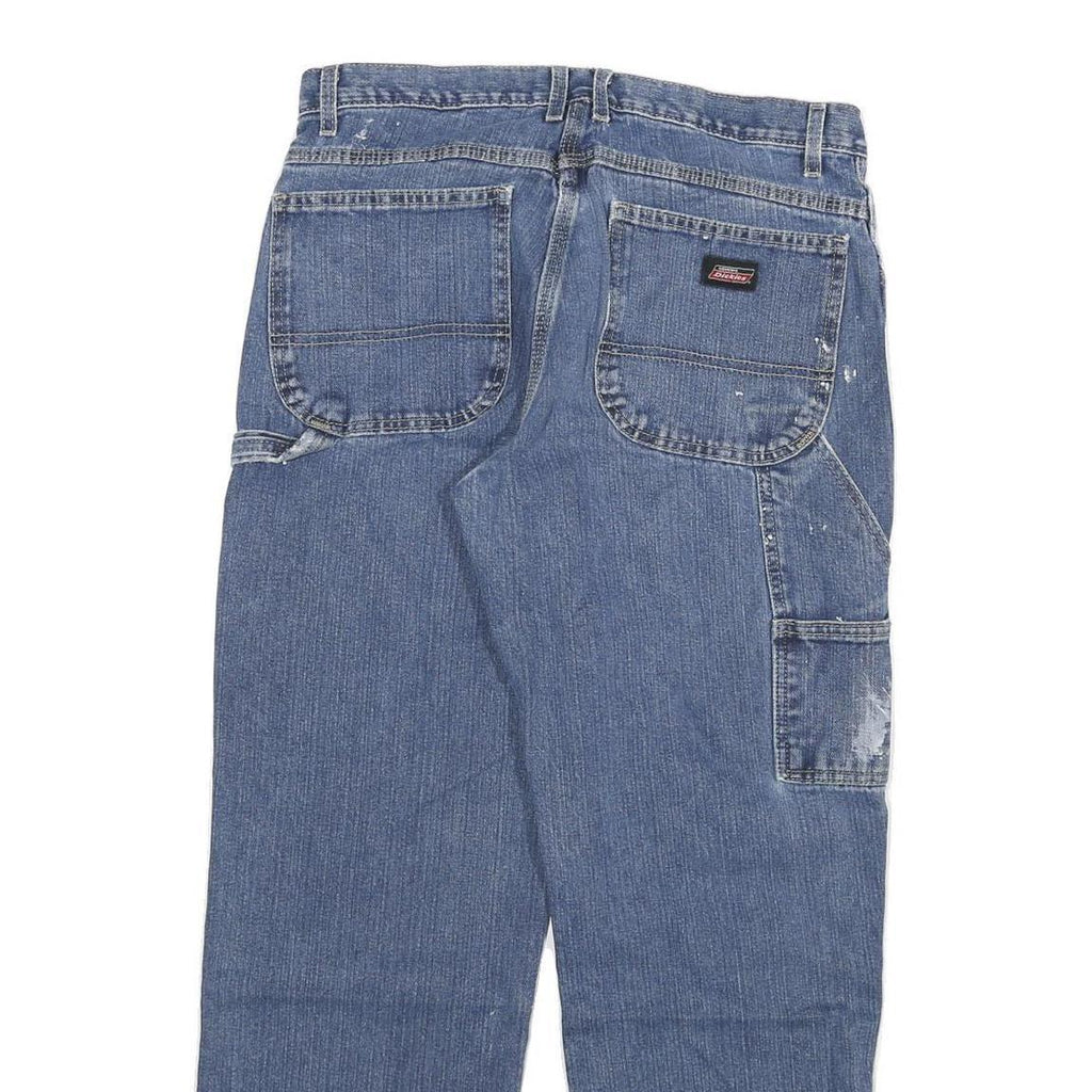 DICKIES Mens Jeans Blue Regular Straight Denim Medium W32 L30 Workwear Zip