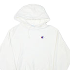 CHAMPION Mens White Pullover Hoodie M Classic Logo Sweatshirt Drawstring