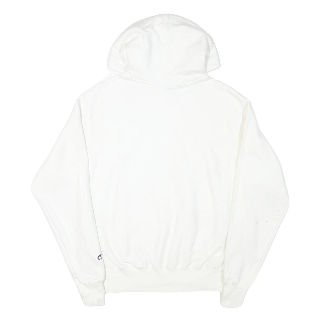 CHAMPION Mens White Pullover Hoodie M Classic Logo Sweatshirt Drawstring