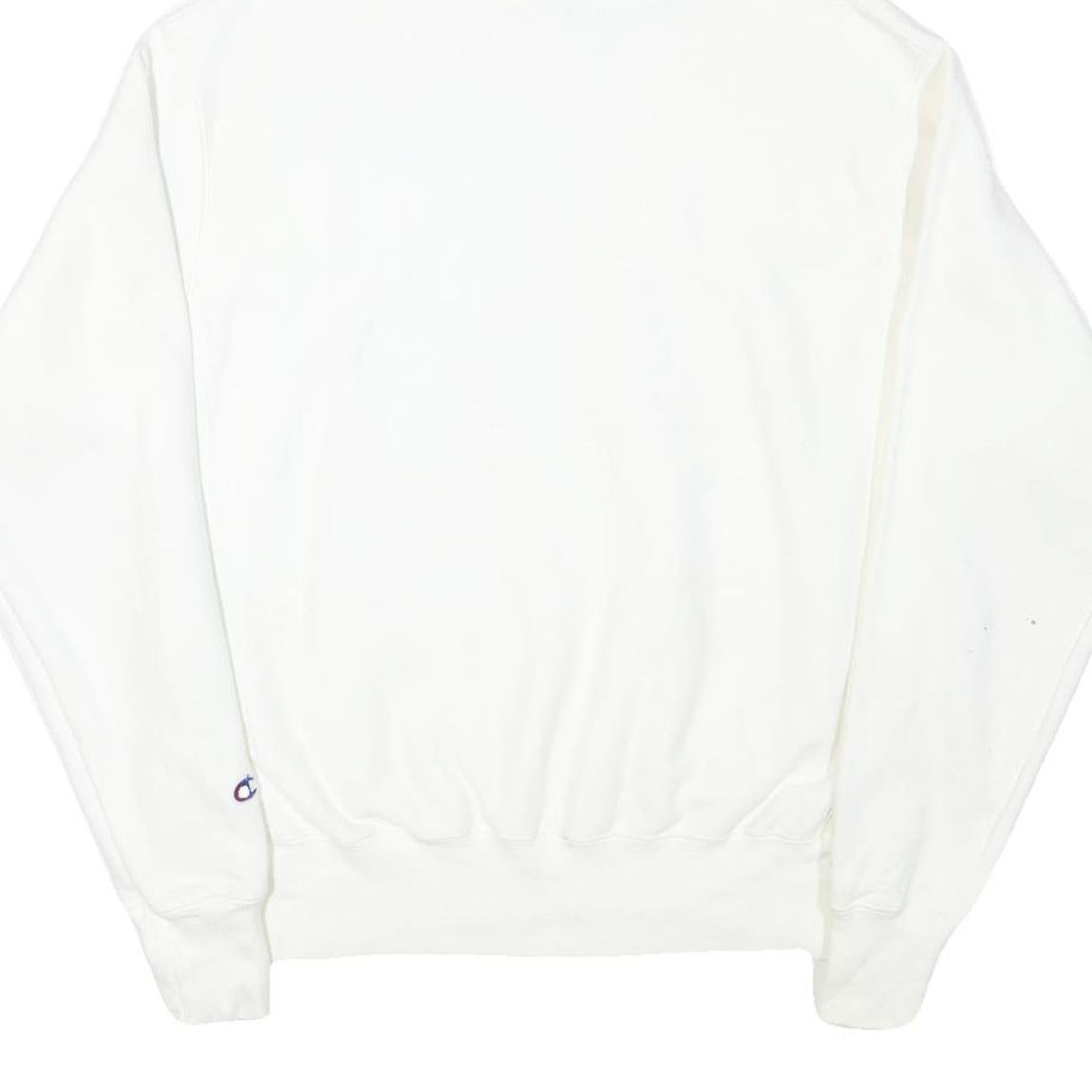 CHAMPION Mens White Pullover Hoodie M Classic Logo Sweatshirt Drawstring