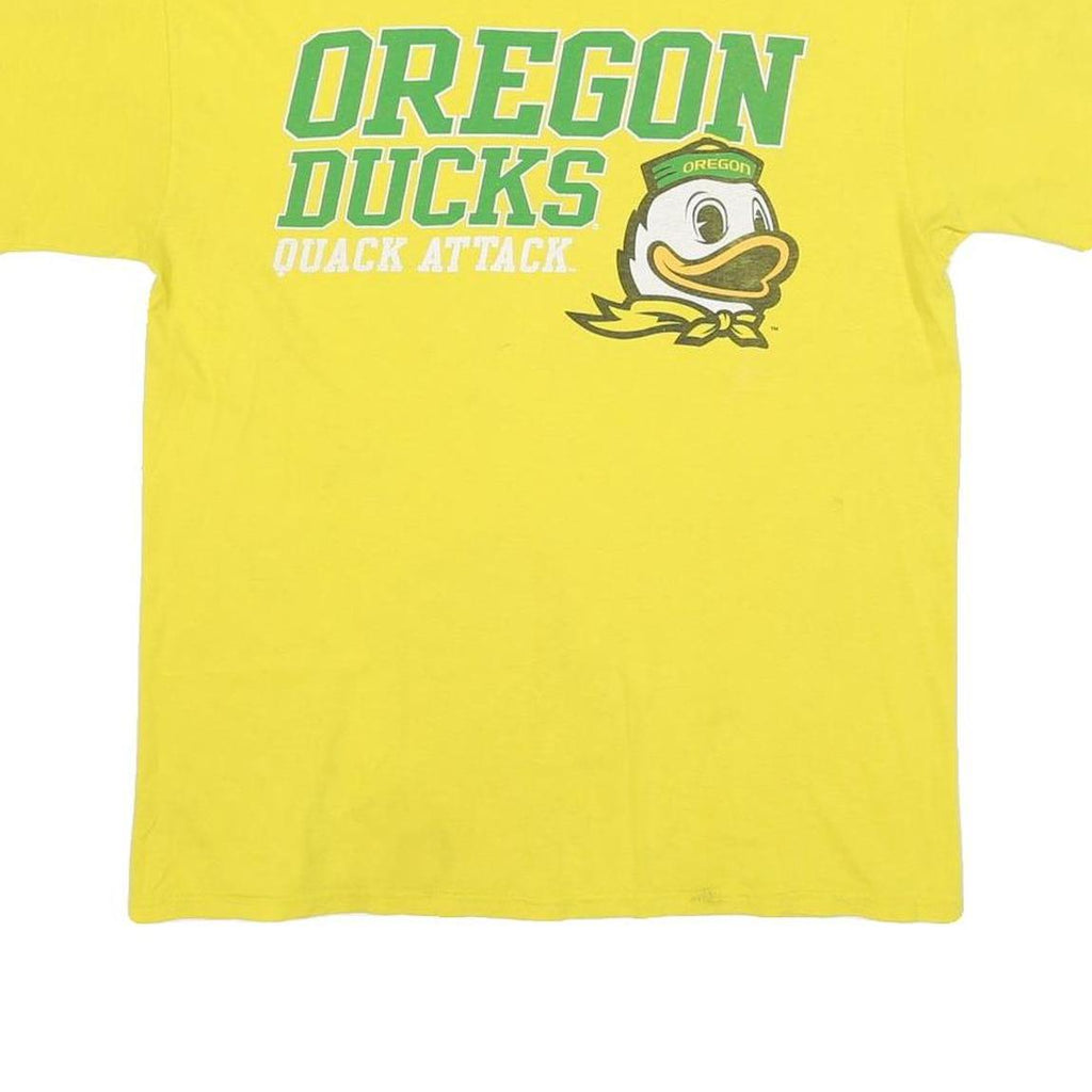 RUSSELL ATHLETIC Mens Yellow Oregon Ducks Graphic T-Shirt M Short Sleeve Crew