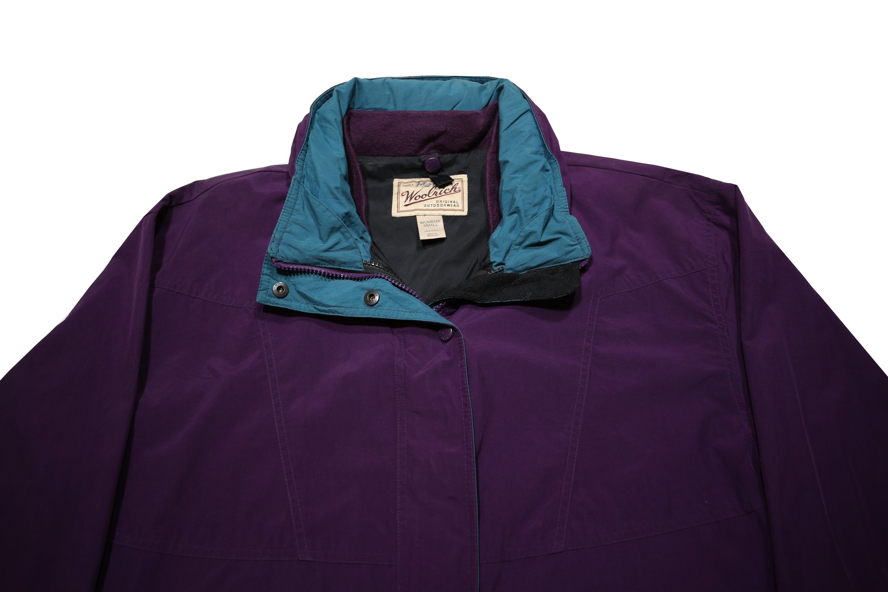 WOOLRICH Womens Purple & Teal Outdoor Jacket S Nylon Zip Classic Fit