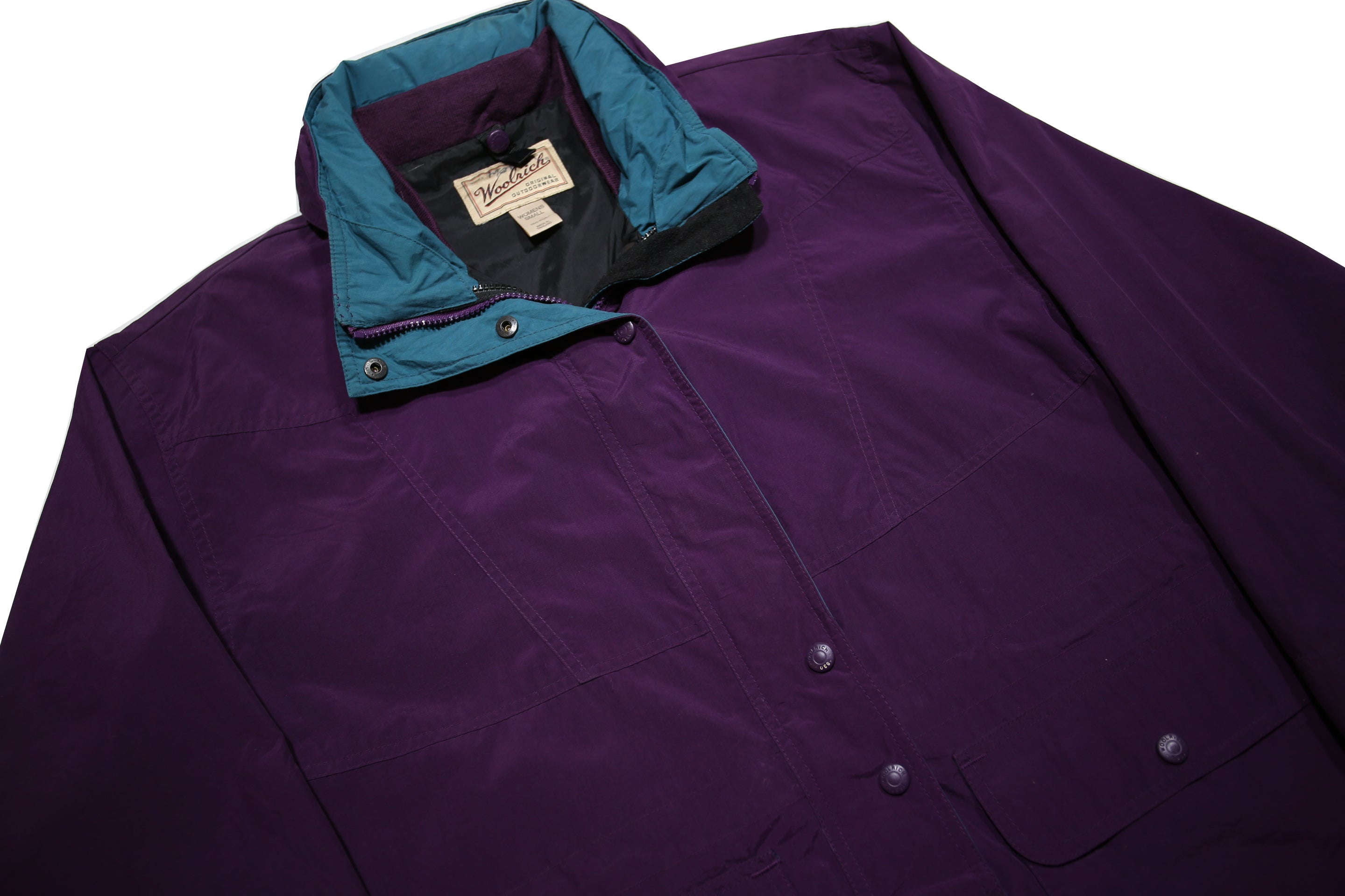 WOOLRICH Womens Purple & Teal Outdoor Jacket S Nylon Zip Classic Fit