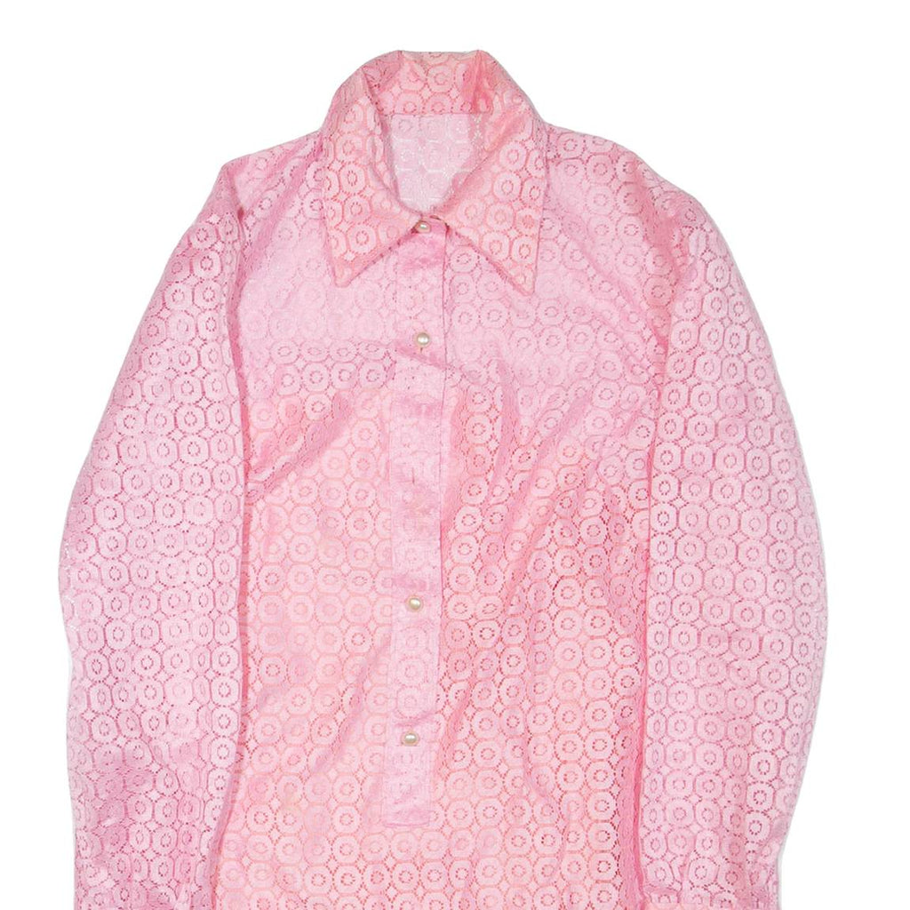 Womens Shirt Pink Collared Long Sleeve L