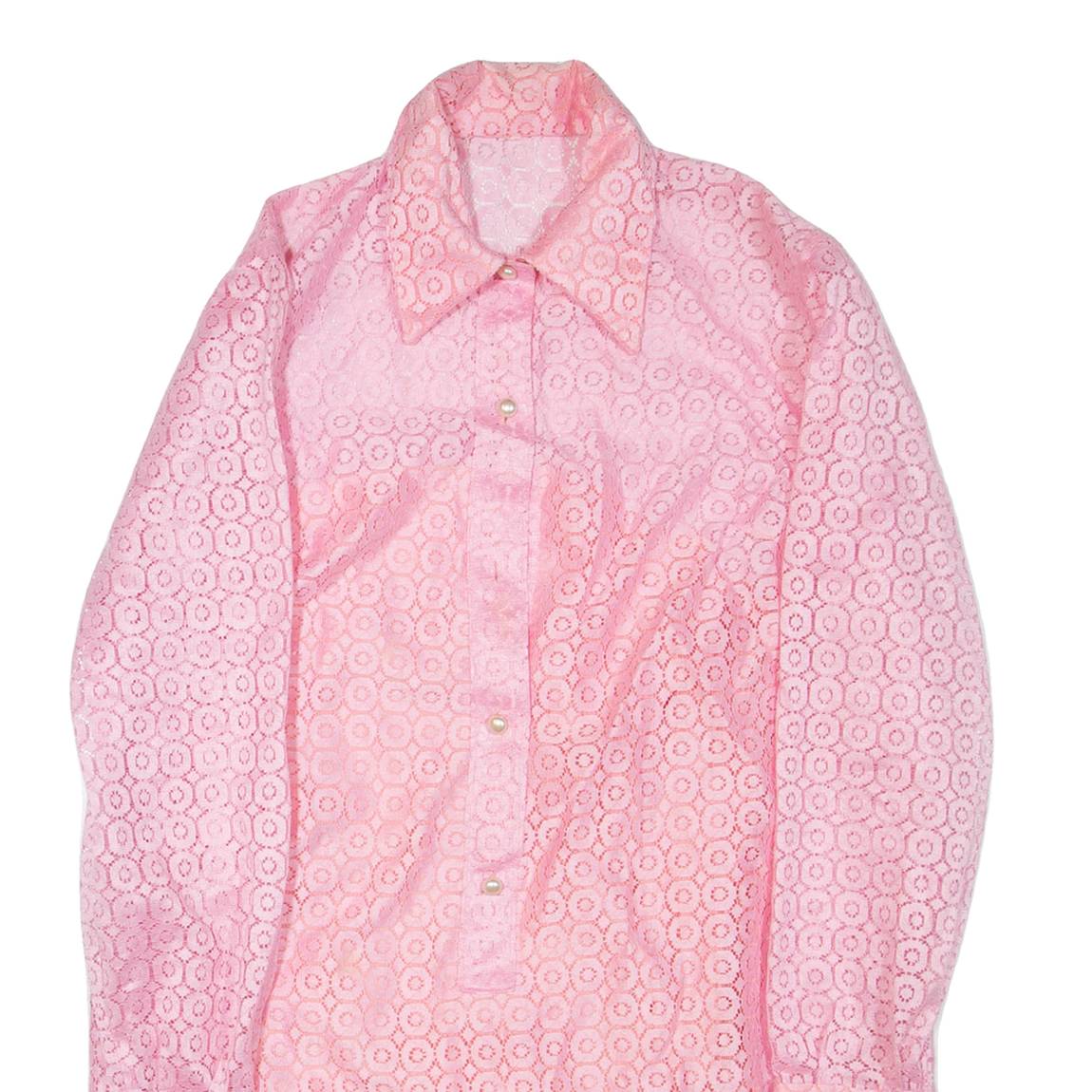 Womens Shirt Pink Collared Long Sleeve L