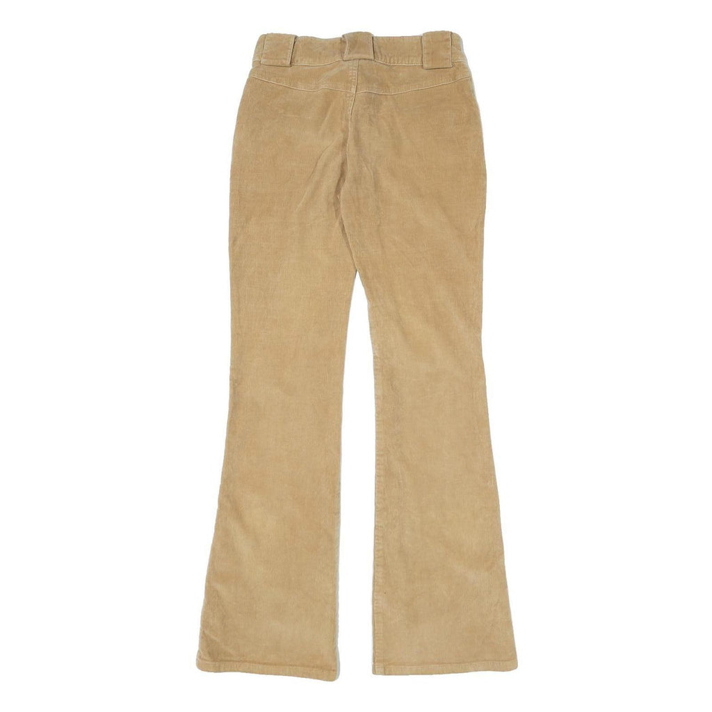 GUESS Womens Cotton Blend Beige Regular Flared Trousers W26 L31 Stretch Comfort