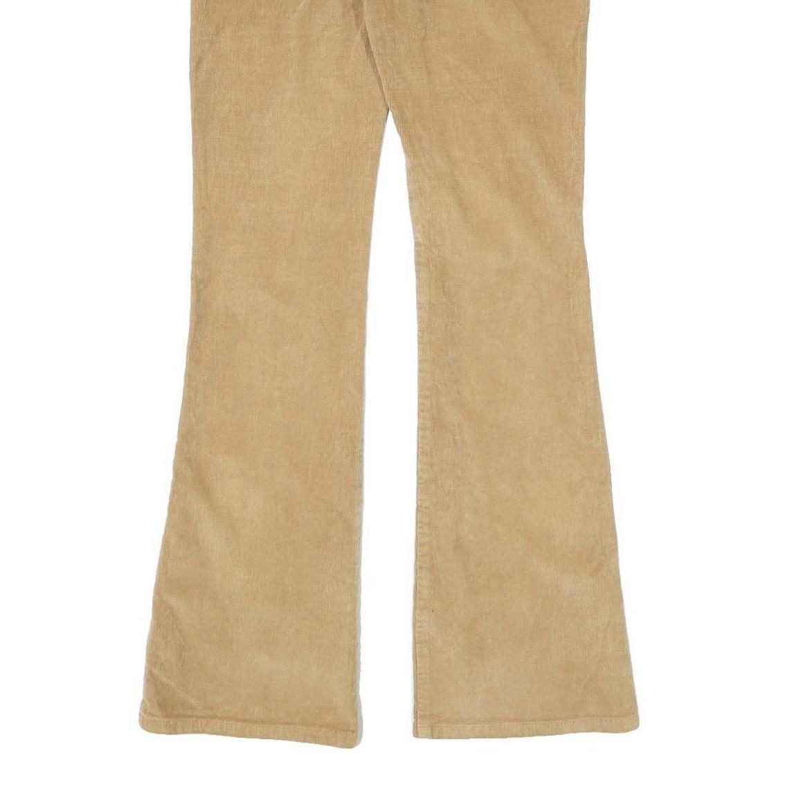 GUESS Womens Cotton Blend Beige Regular Flared Trousers W26 L31 Stretch Comfort