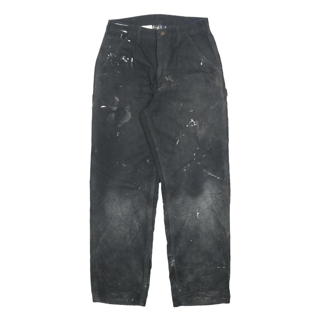 CARHARTT Blanket Lined Mens Cotton Black Straight Leg Trousers W30 L32 Workwear