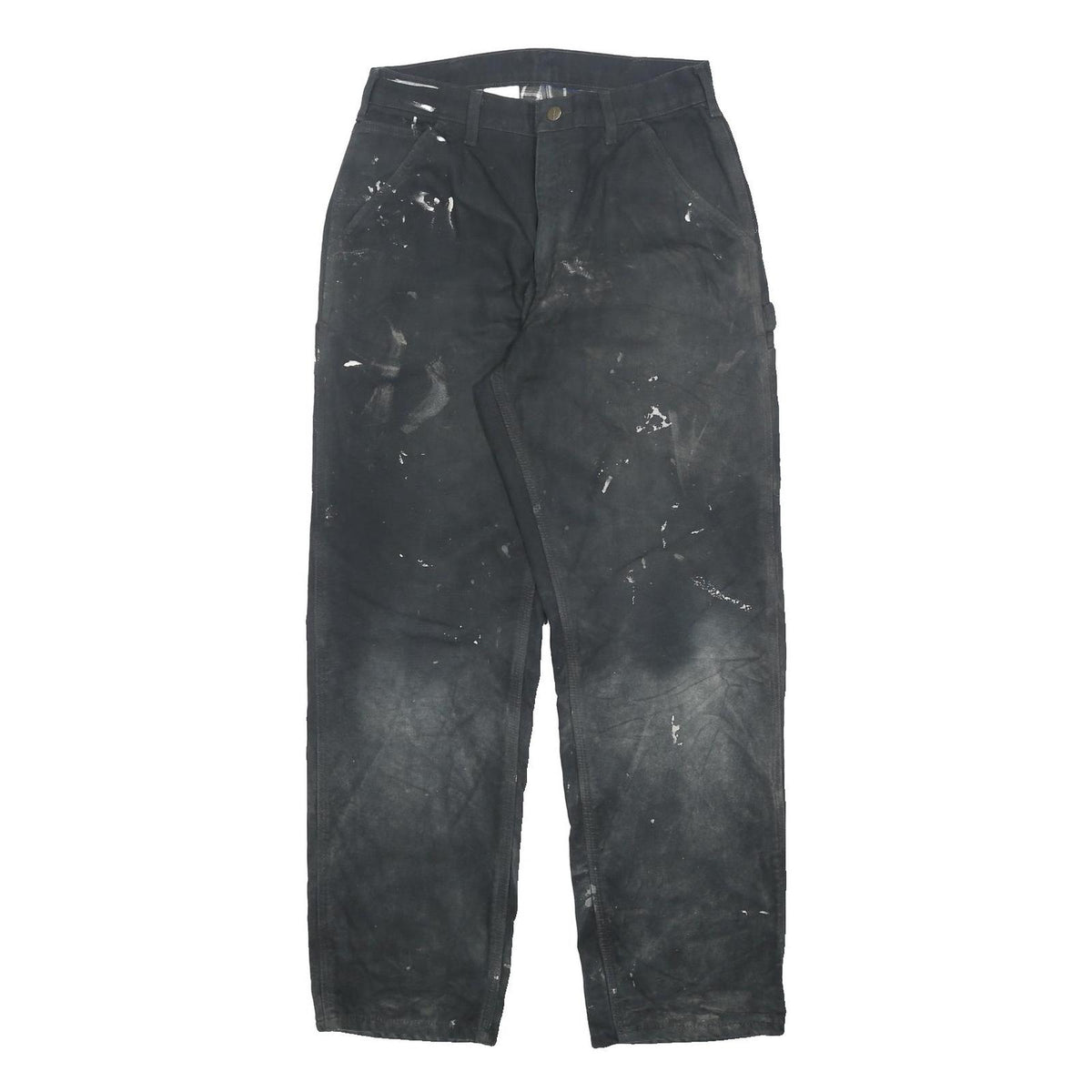 CARHARTT Blanket Lined Mens Cotton Black Straight Leg Trousers W30 L32 Workwear