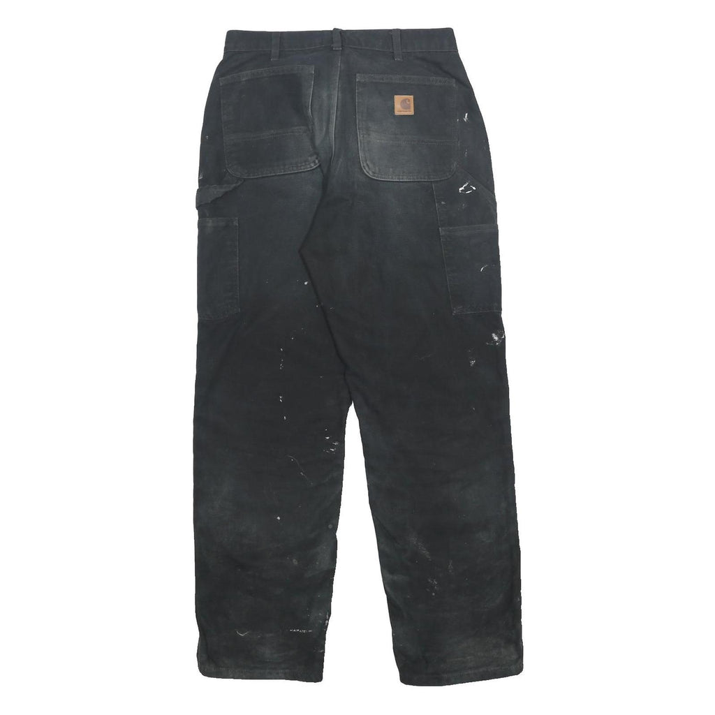 CARHARTT Blanket Lined Mens Cotton Black Straight Leg Trousers W30 L32 Workwear