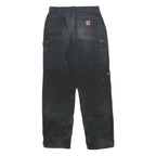 CARHARTT Blanket Lined Mens Cotton Black Straight Leg Trousers W30 L32 Workwear