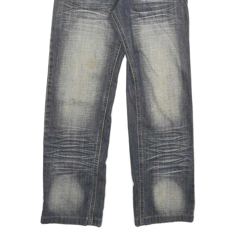 JDN Mens Regular Fit Blue Denim Jeans W26 L27 Stud Detailing Straight Leg Cotton