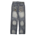 JDN Mens Regular Fit Blue Denim Jeans W26 L27 Stud Detailing Straight Leg Cotton