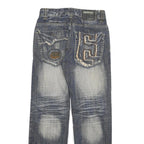 JDN Mens Regular Fit Blue Denim Jeans W26 L27 Stud Detailing Straight Leg Cotton