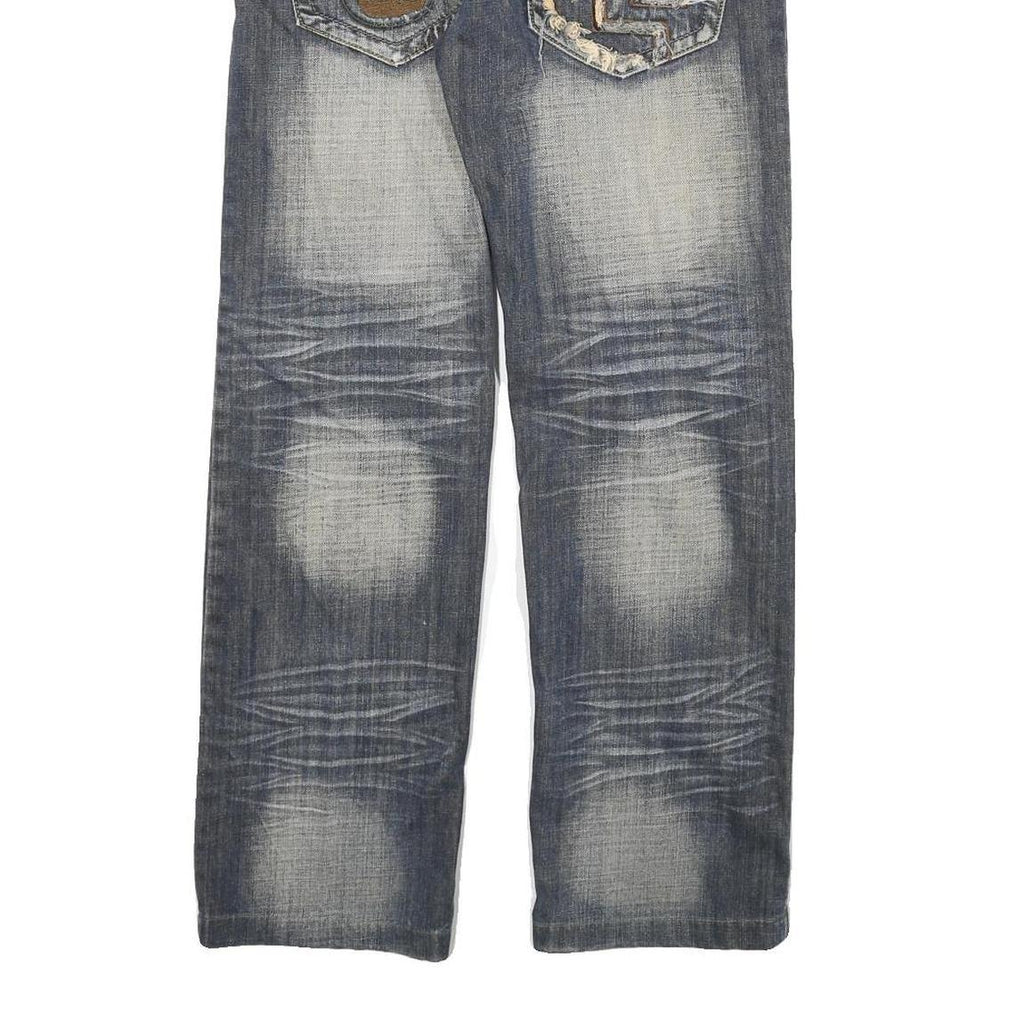 JDN Mens Regular Fit Blue Denim Jeans W26 L27 Stud Detailing Straight Leg Cotton