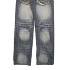 JDN Mens Regular Fit Blue Denim Jeans W26 L27 Stud Detailing Straight Leg Cotton