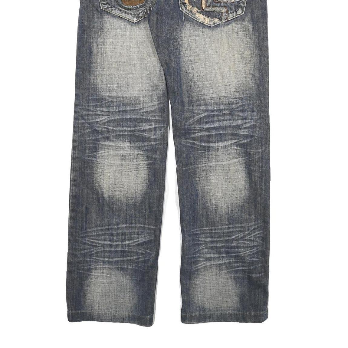 JDN Mens Regular Fit Blue Denim Jeans W26 L27 Stud Detailing Straight Leg Cotton