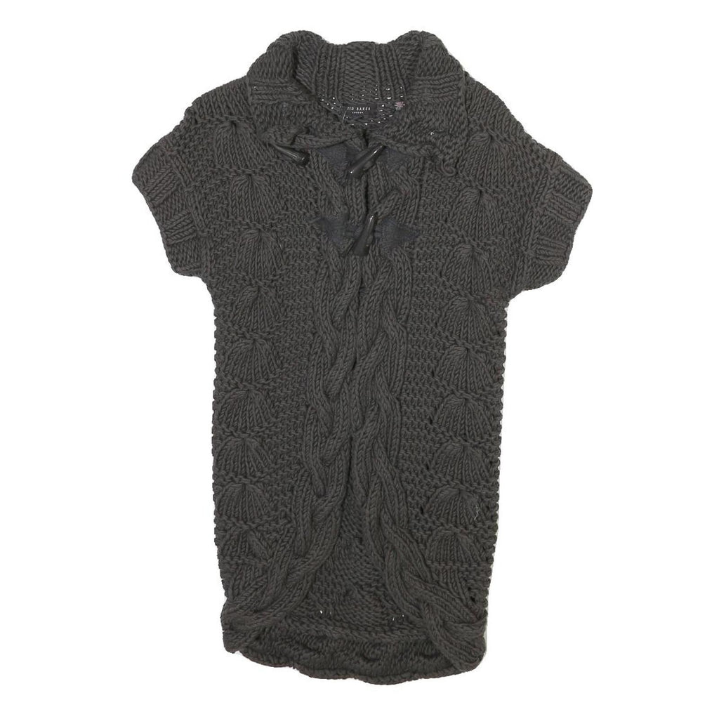 TED BAKER Womens Grey Cable Knit Chunky Jumper Round Neck M Cotton Blend
