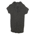 TED BAKER Womens Grey Cable Knit Chunky Jumper Round Neck M Cotton Blend