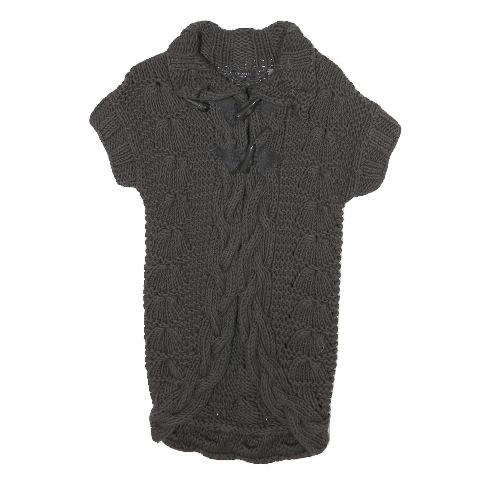 TED BAKER Womens Grey Cable Knit Chunky Jumper Round Neck M Cotton Blend