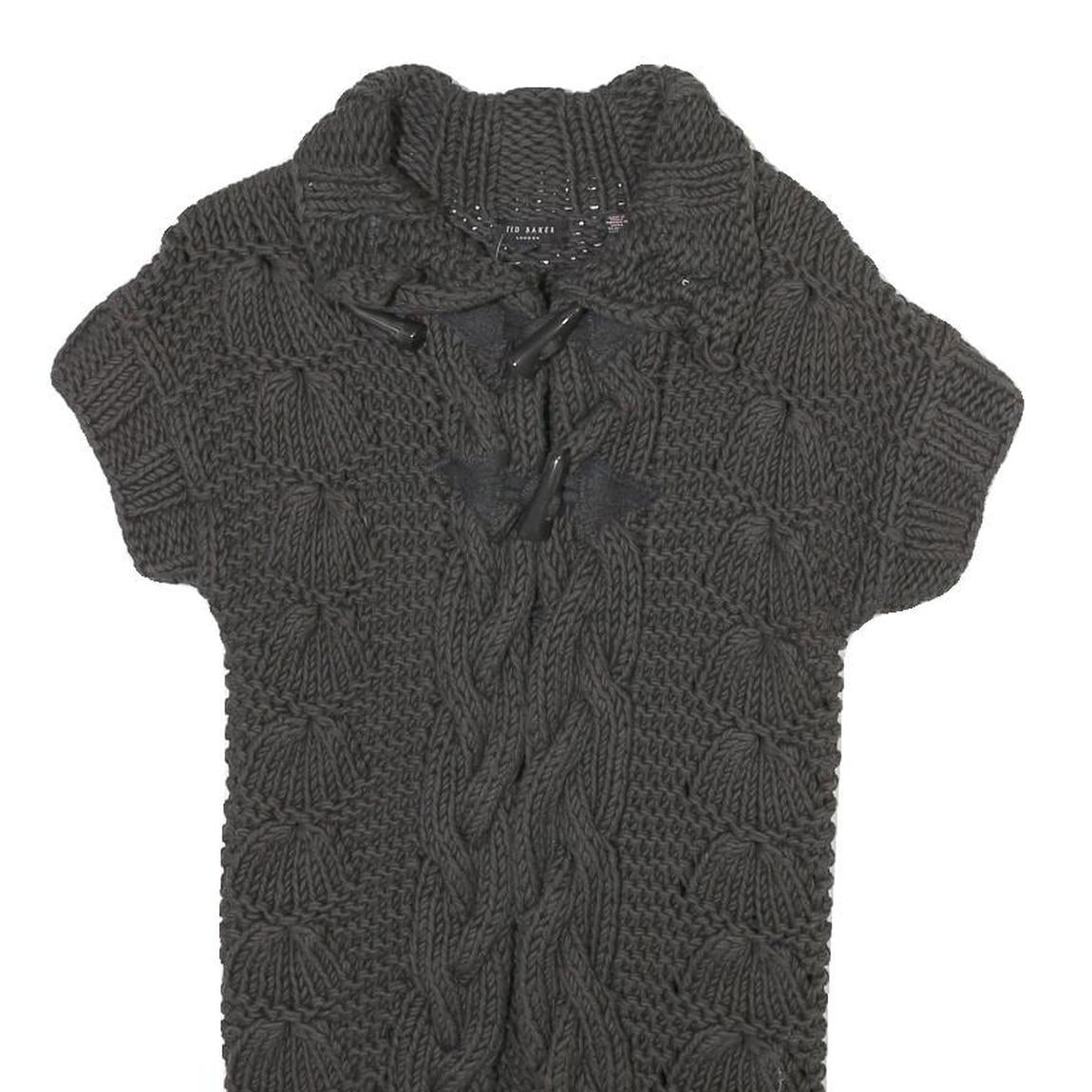 TED BAKER Womens Grey Cable Knit Chunky Jumper Round Neck M Cotton Blend