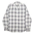 TIMBERLAND Mens White & Grey Check Linen Shirt XL Classic Casual Button Down