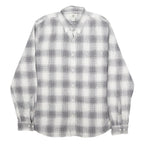 TIMBERLAND Mens White & Grey Check Linen Shirt XL Classic Casual Button Down