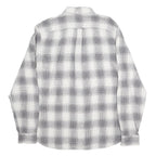 TIMBERLAND Mens White & Grey Check Linen Shirt XL Classic Casual Button Down