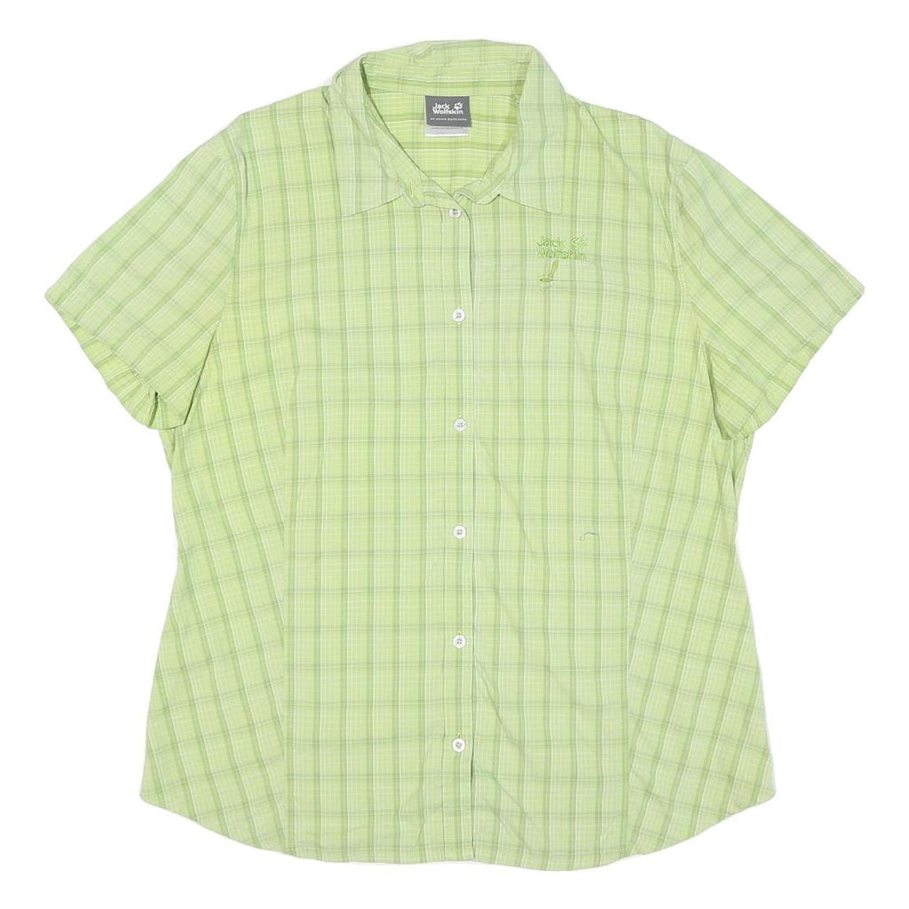 JACK WOLFSKIN Womens Green Check Shirt XL Lightweight Outdoor Casual Summer