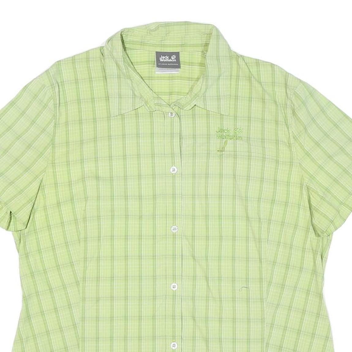 JACK WOLFSKIN Womens Green Check Shirt XL Lightweight Outdoor Casual Summer